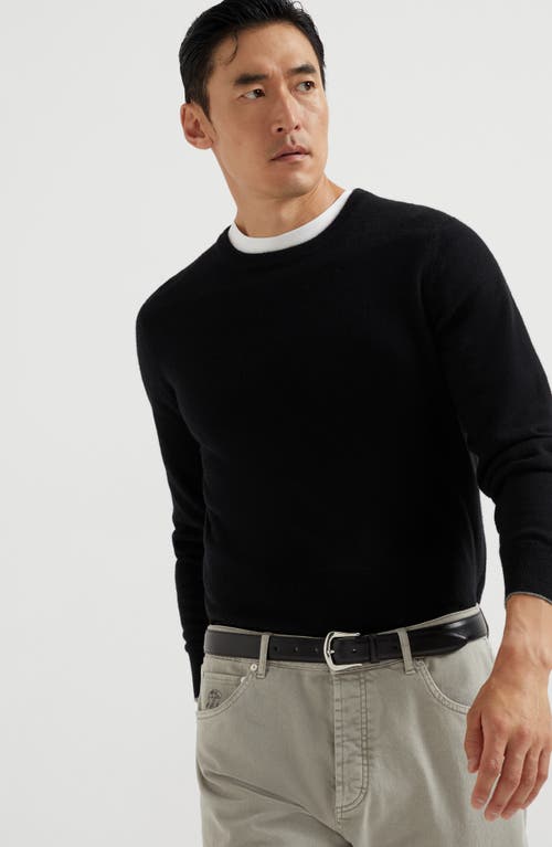 Brunello Cucinelli Virgin Wool Crewneck Sweater With Long Sleeves In Black