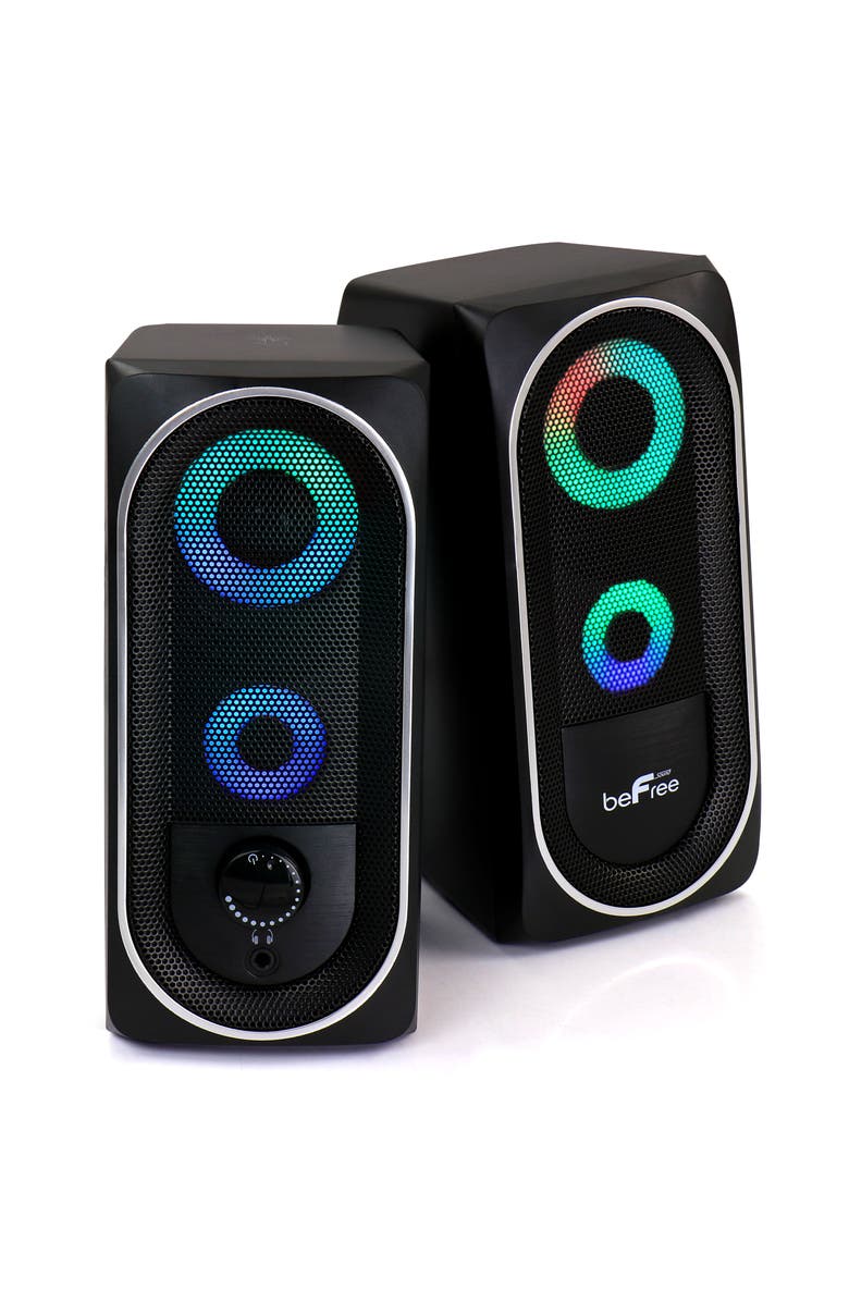 Befree Sound 2.0 Computer Gaming Speakers with LED RGB Lights, Alternate, color, Black