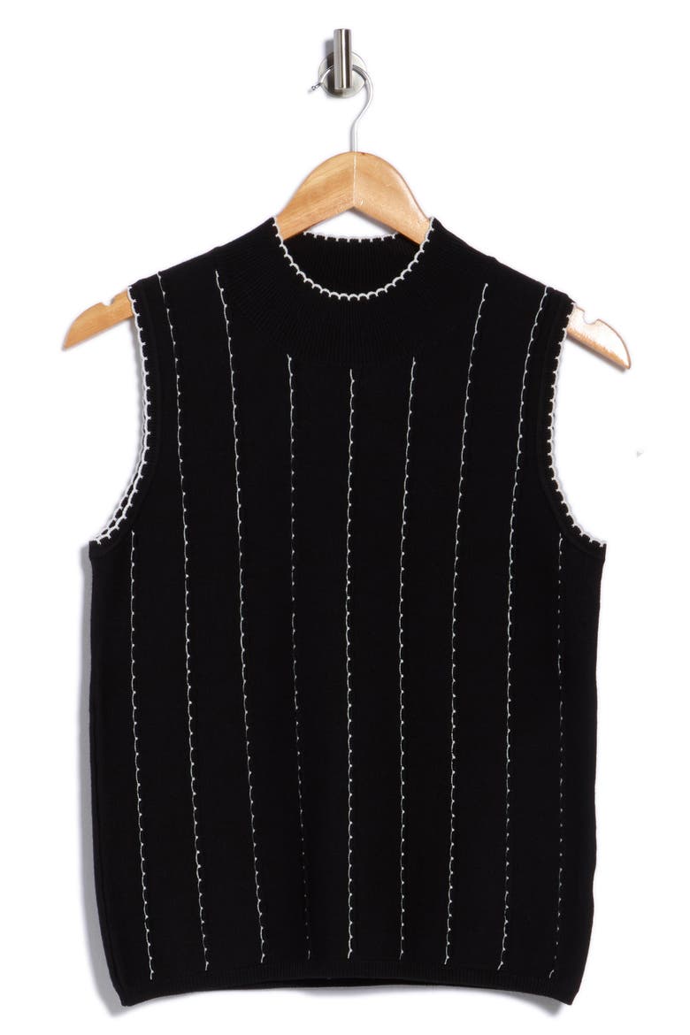 Sleeveless Sweater, Alternate, color, BLACK/ WHITE