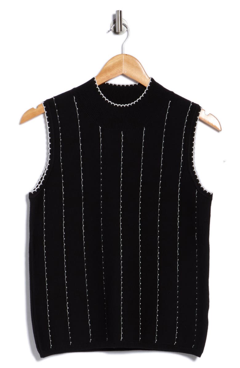 ELIE ELIE TAHARI Sleeveless Sweater, Alternate, color, Black/ White