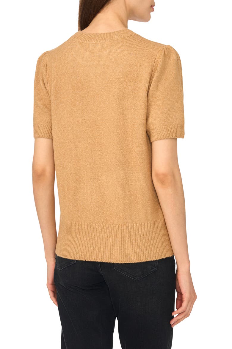 Bow Short Sleeve Crewneck Sweater, Alternate, color, WILD OAK