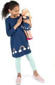 Leveret Girls Cotton Dress with Matching Doll Dress, Printed Design