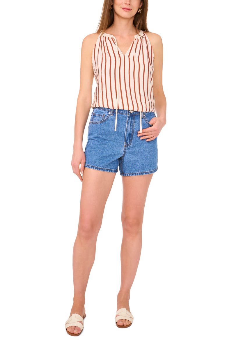 Sleeveless Tie Neck Top, Alternate, color, CHILI