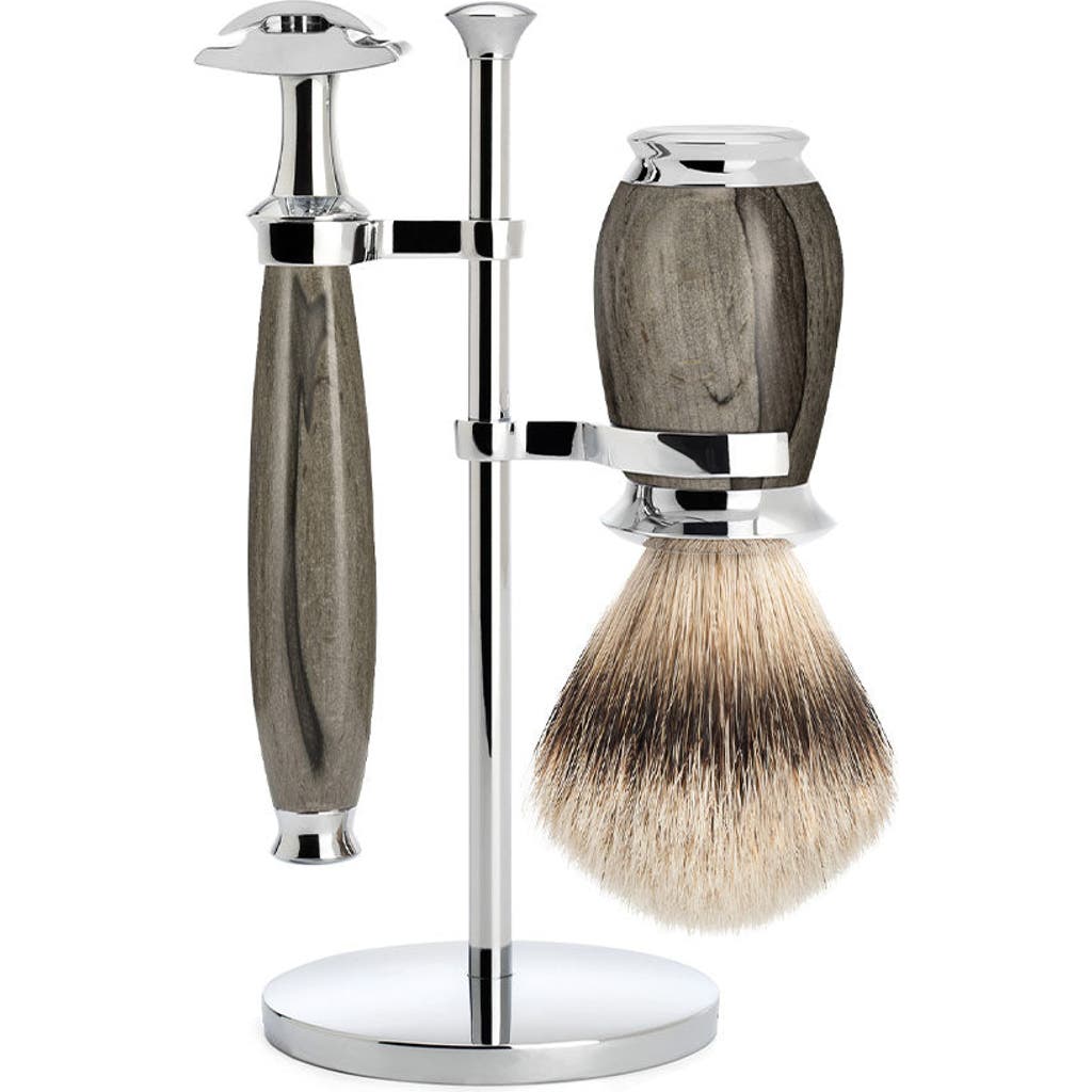 Mühle Purist Grained Beech Silvertip Badger Brush And Safety Razor Shaving Set
