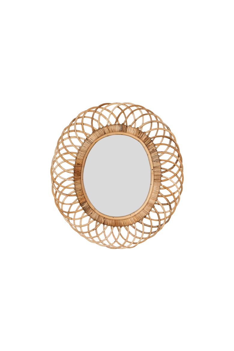 Wood Oval Wall Mirror, Main, color, Brown