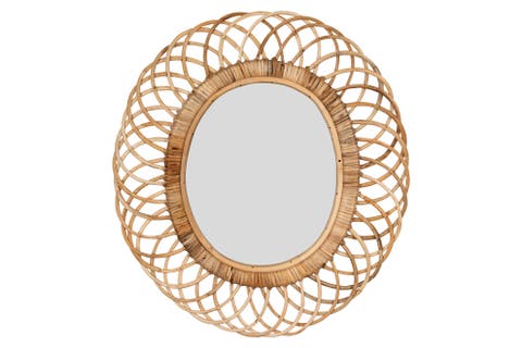 Wood Oval Wall Mirror