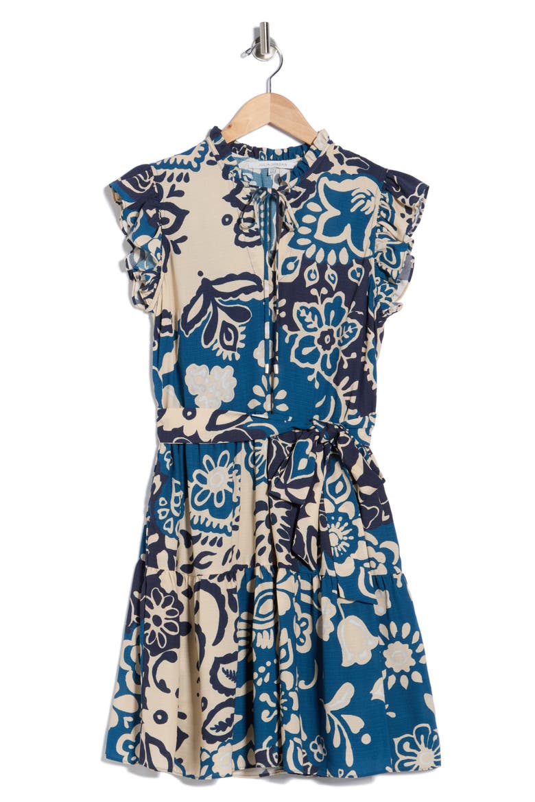 Flutter Sleeve Dress, Alternate, color, BLUE MULTI