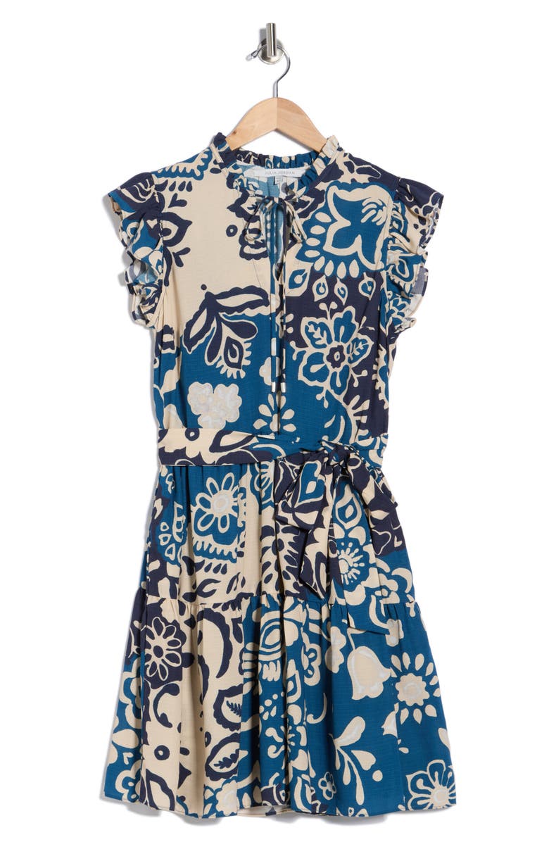 Julia Jordan Flutter Sleeve Dress, Alternate, color, Blue Multi