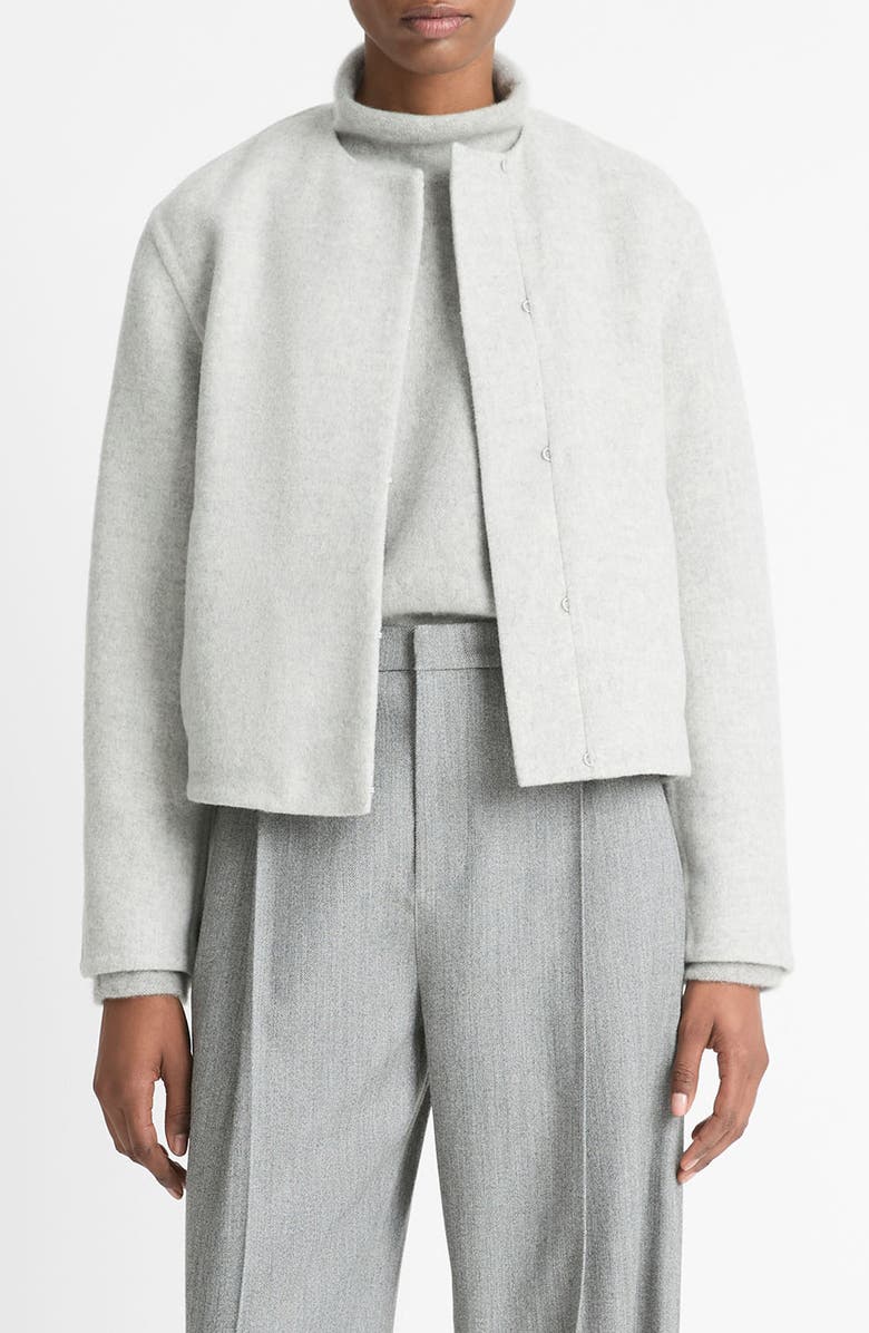 Vince Double Face Wool Blend Jacket, Main, color, H Stone Grey