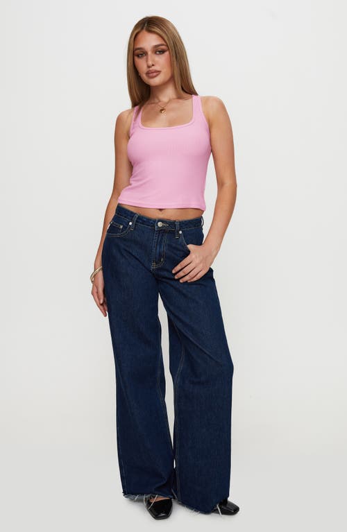 Princess Polly Baseline Square Neck Crop Rib Tank In Pink