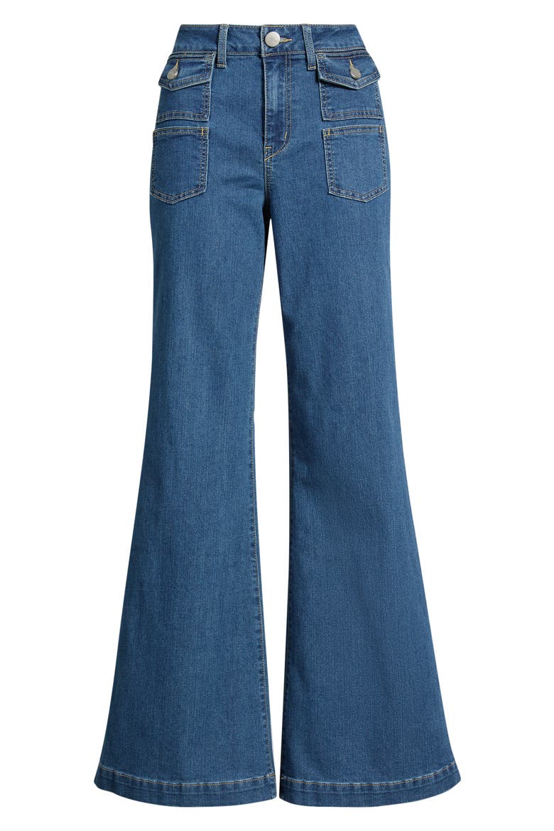 Belle Patch Pocket Relaxed Flare Jeans, Alternate, color, IMAN