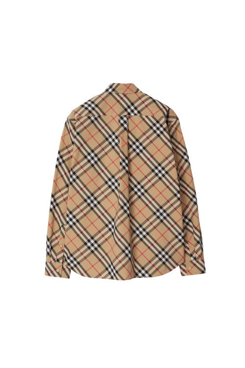 Burberry Button-down Collar Checked Pattern Shirt In Sand