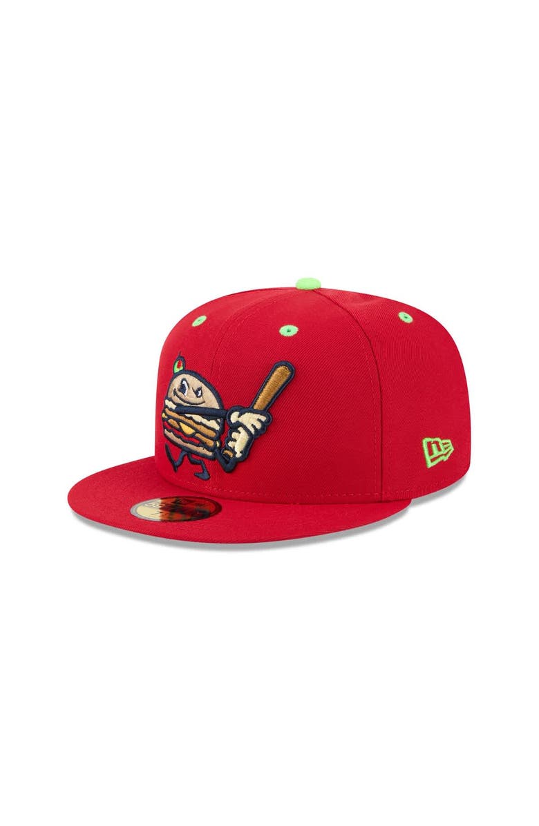 New Era Men's New Era  Red Akron RubberDucks Theme Nights 59FIFTY Fitted Hat, Main, color, 