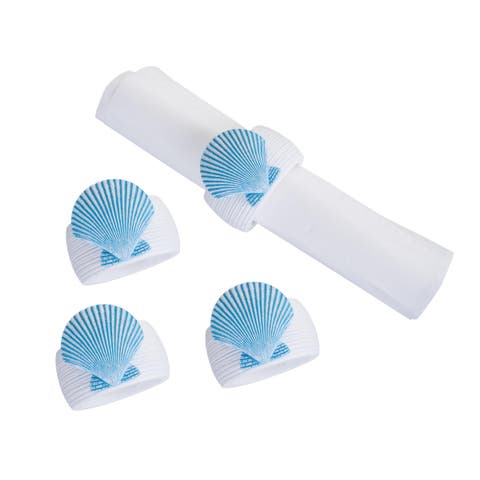 Blue Sea Shell Napkin Rings, Set of 4 Decor