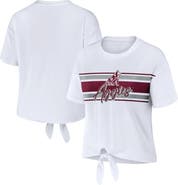 WEAR by Erin Andrews Women's WEAR by Erin Andrews White Texas A&M Aggies Striped Front Knot Cropped T-Shirt