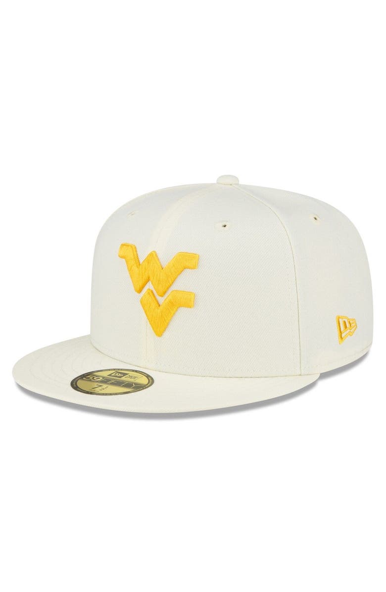 New Era Men's New Era White West Virginia Mountaineers Chrome Color Dim 59FIFTY Fitted Hat, Main, color, 