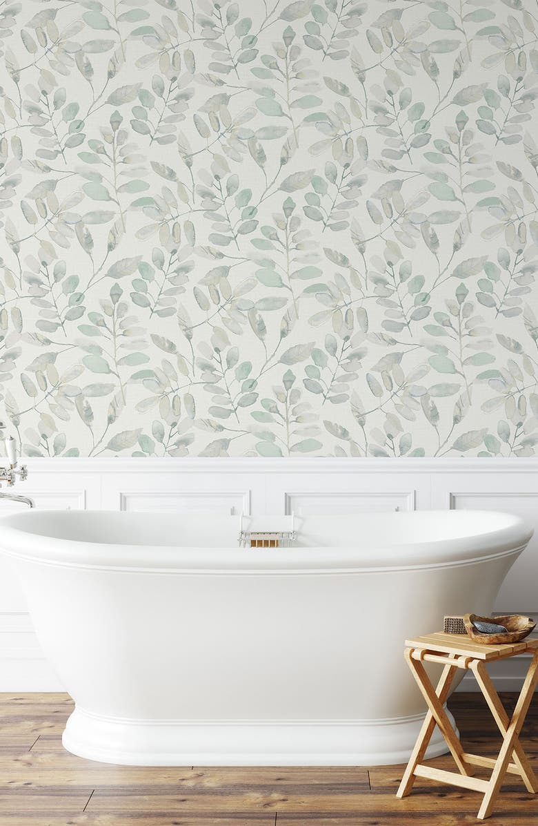 Wallpops Fable Leaf Peel & Stick Wallpaper, Alternate, color, White