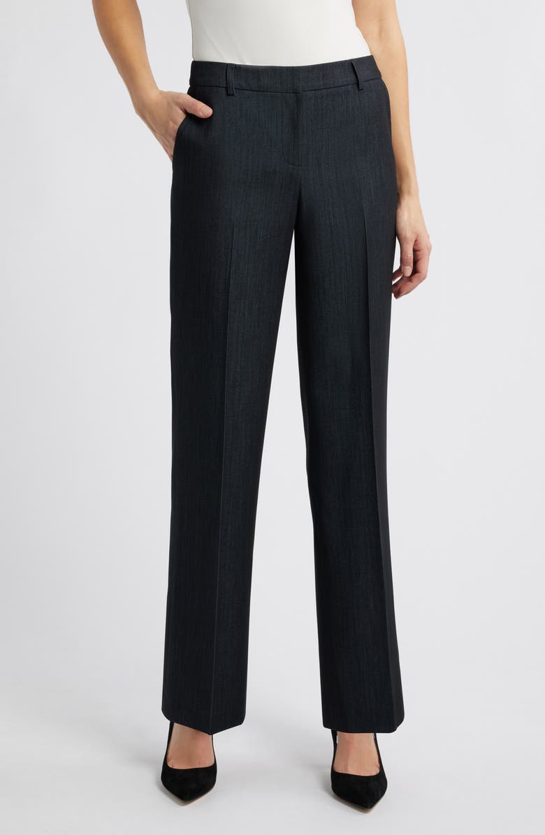 Anne Klein Flat Front Mid Rise Wide Leg Pants, Main, color, 