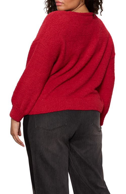 Sanctuary Teddy Fleece V-neck Sweater In Red