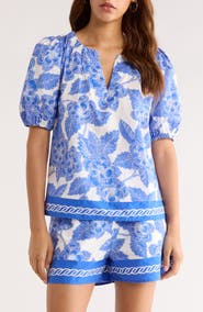 SUGARLIPS Rency Floral Billy Puff Sleeve Top