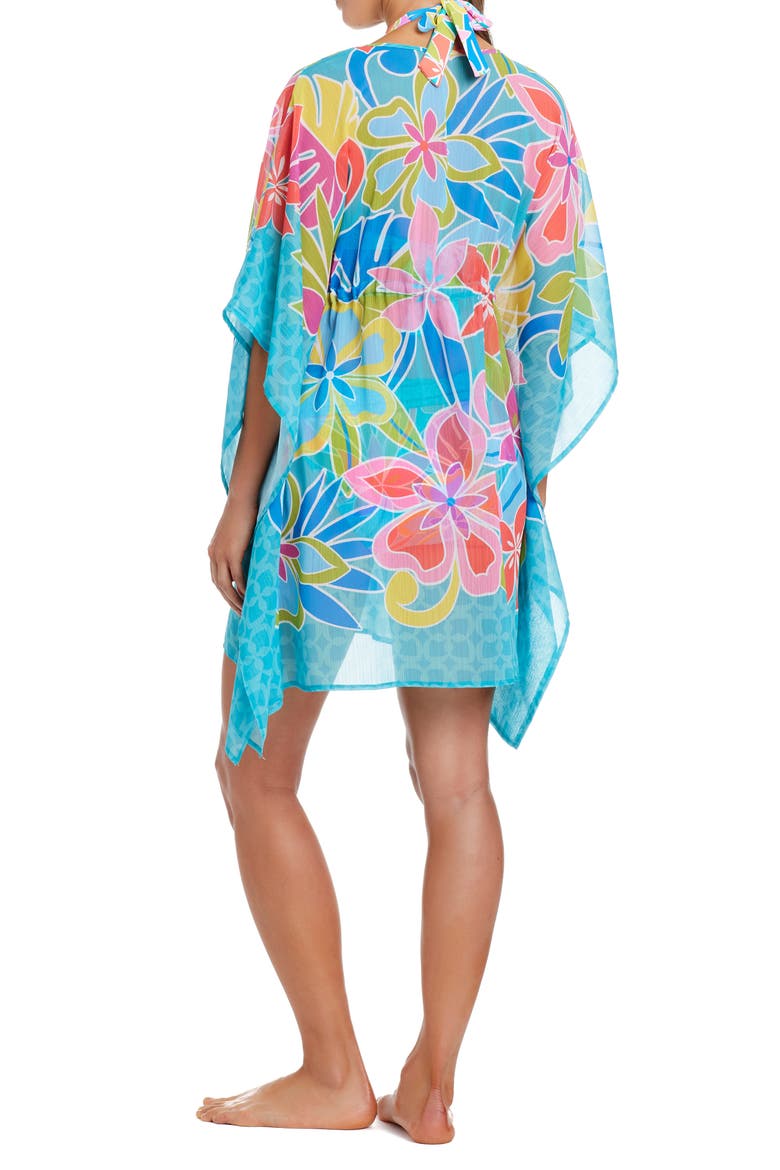 Sheer Cover-Up Caftan, Alternate, color, AQUA FRESCA
