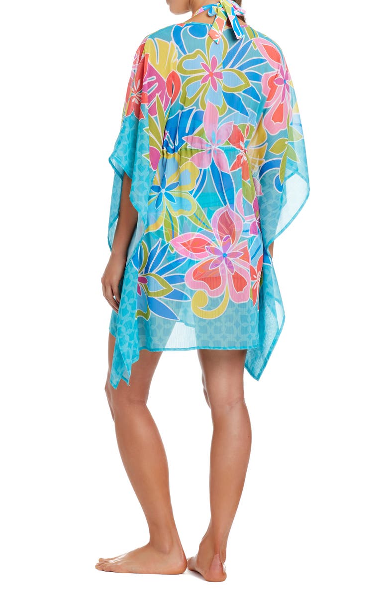 BLEU by Rod Beattie Sheer Cover-Up Caftan, Alternate, color, Aqua Fresca