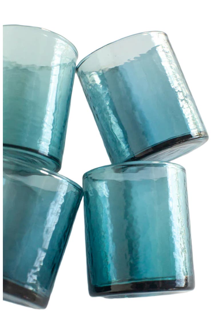Handblown Hammered Glasses - Set of 4, Main, color, Blue
