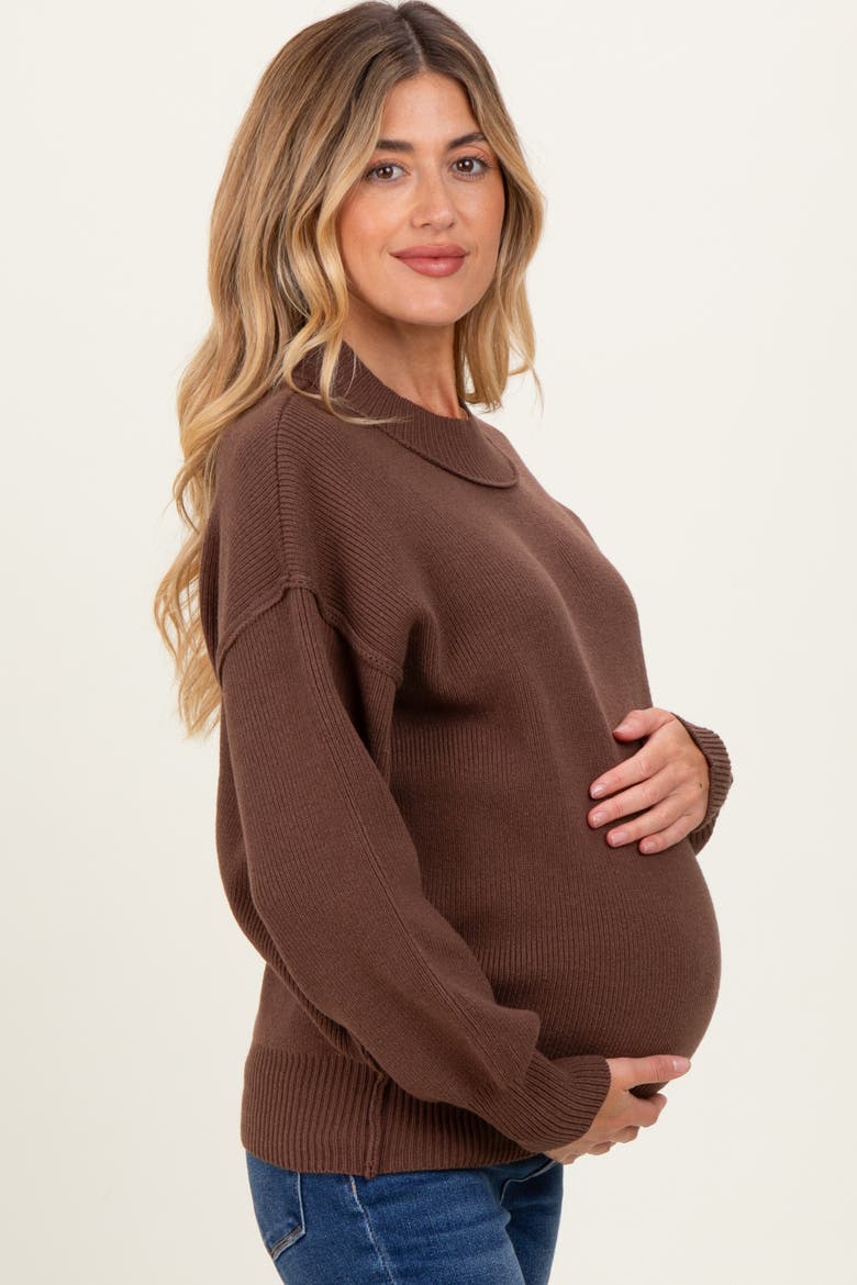Wide Neck Drop Shoulder Sweater, Alternate, color, Brown
