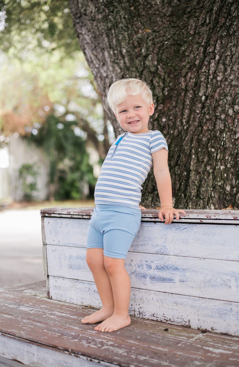 Manière Stripe Short Leggings, Alternate, color, Sky Blue