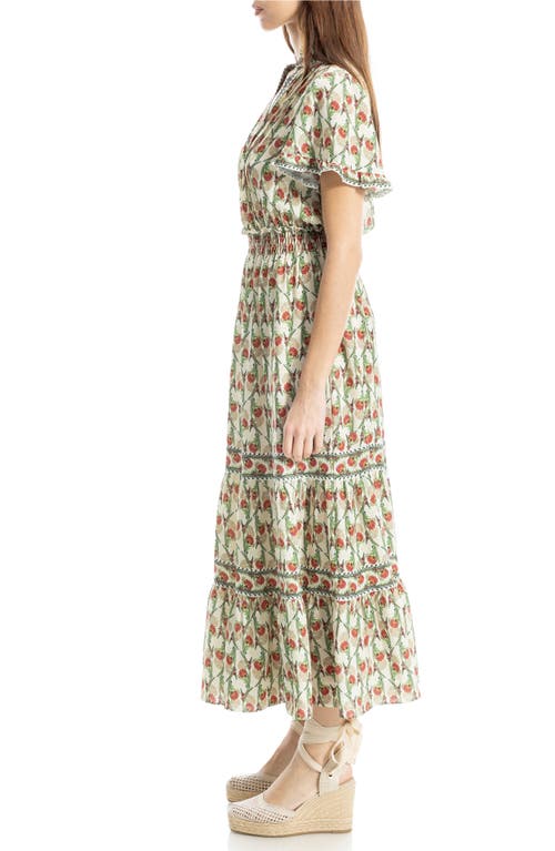 Max Studio Smocked Flutter Sleeve Maxi Dress In Multi