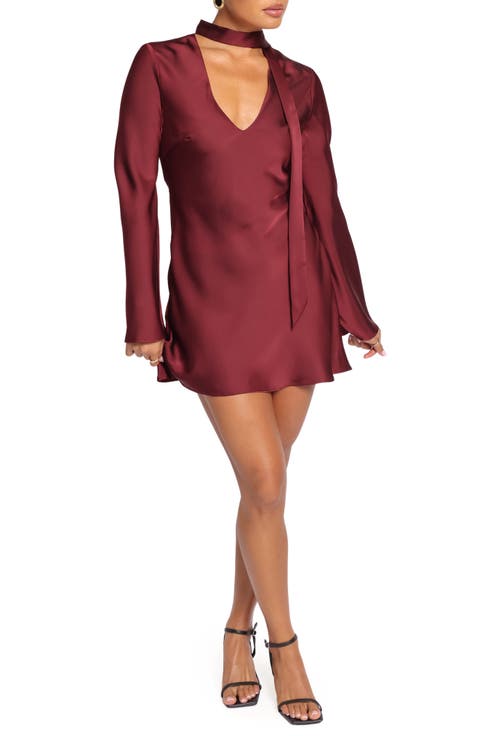 Jaelynn Scarf Neck Satin Minidress