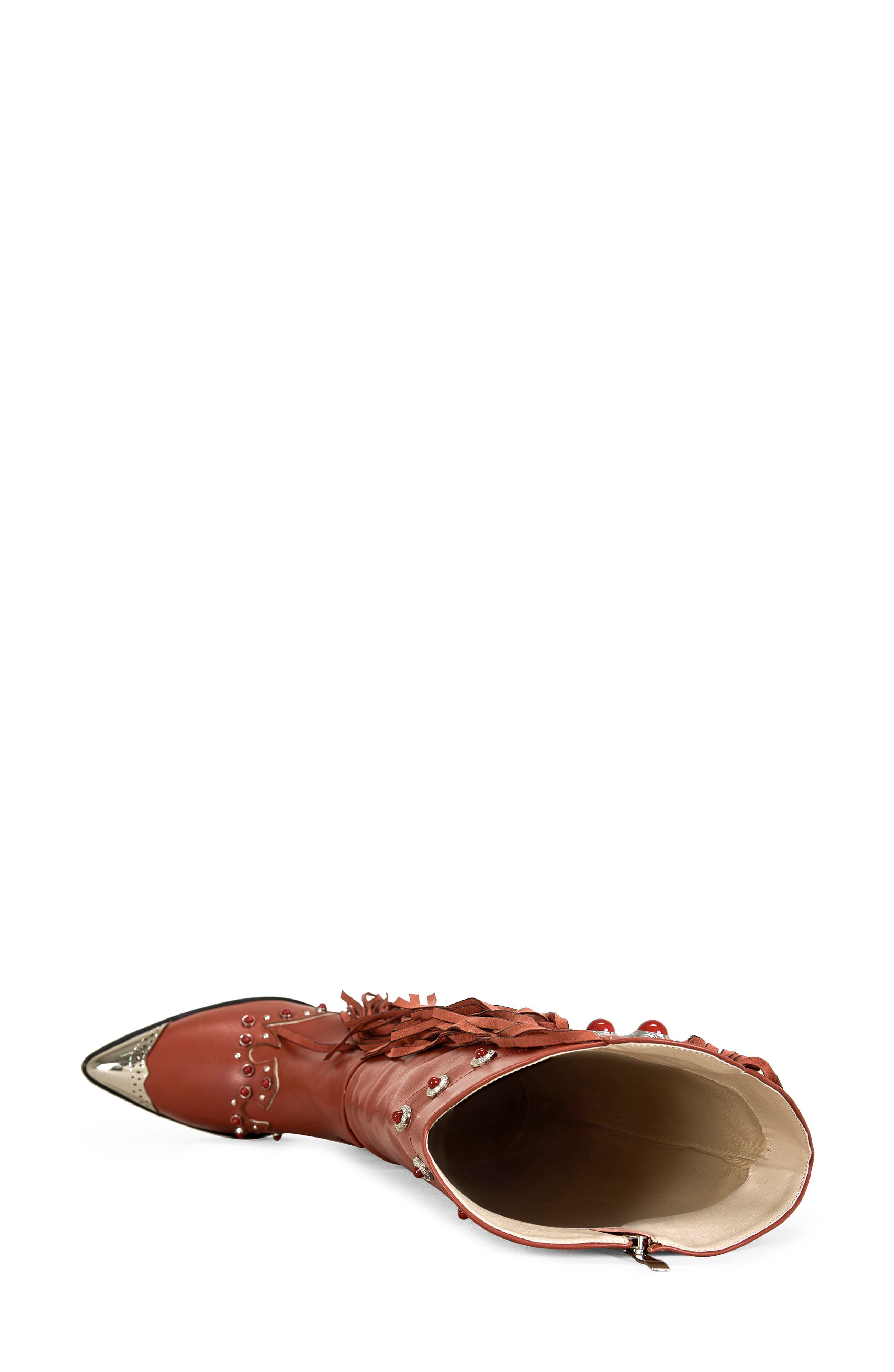 AZALEA WANG Pelagius Fringe Western Boot, Alternate, color, Red