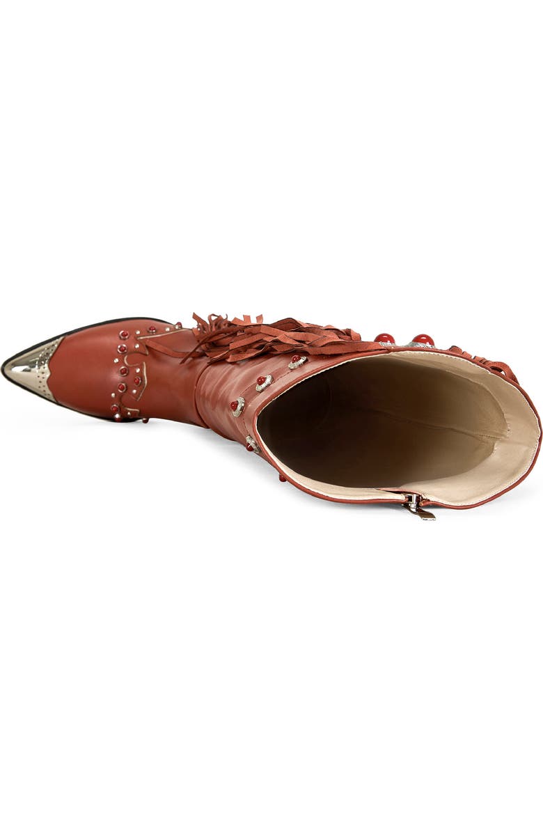 AZALEA WANG Pelagius Fringe Western Boot, Alternate, color, Red