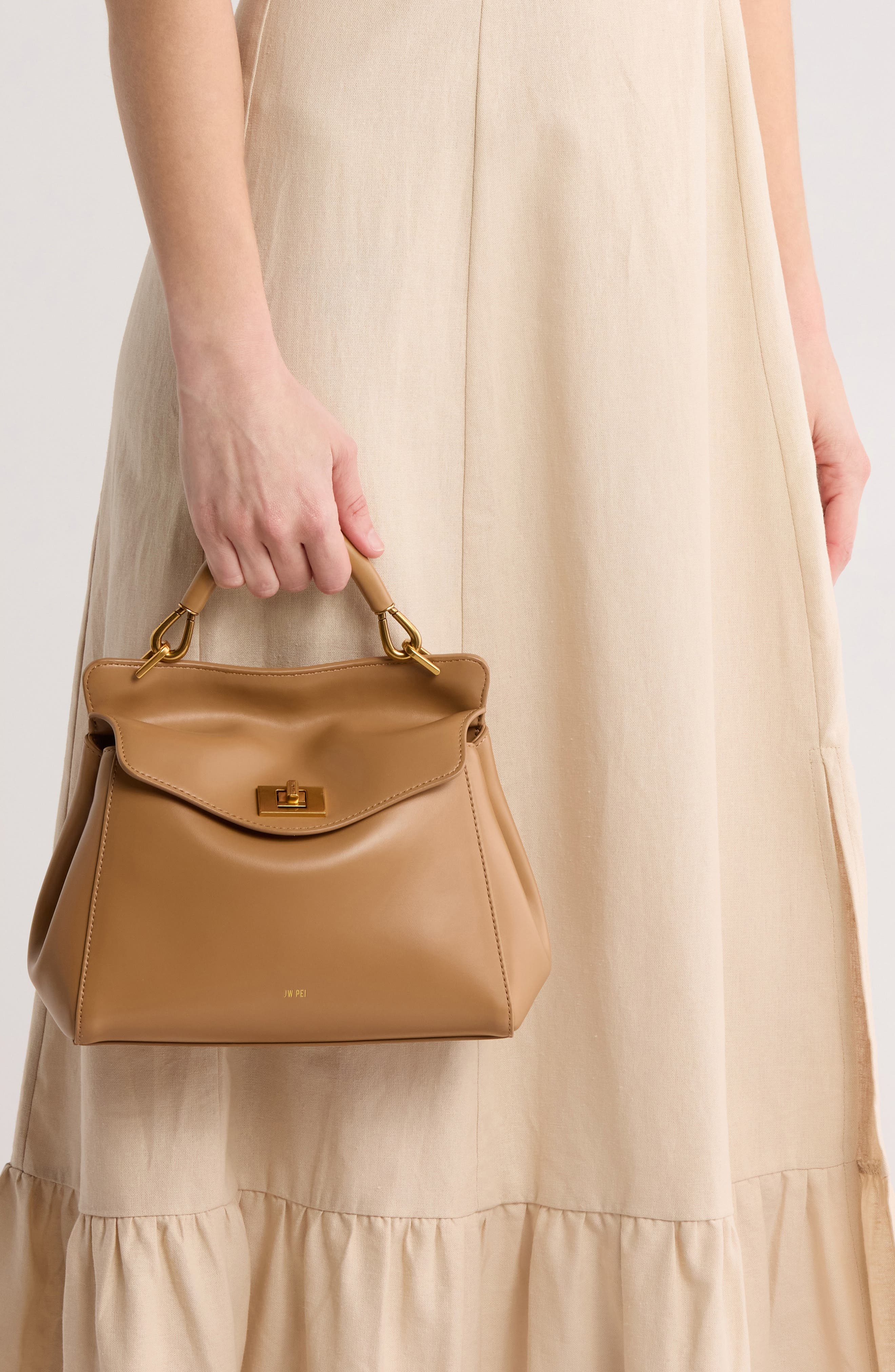 JW PEI Lucia Faux Leather Top Handle Bag, Alternate, color, Brown