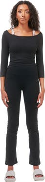 Rebody Active Dynamic Cozy Open Shoulder 3/4 Sleeve Top