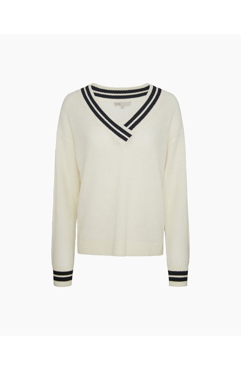 Onia Deep V-neck Varsity Pullover Sweater, Alternate, color,
