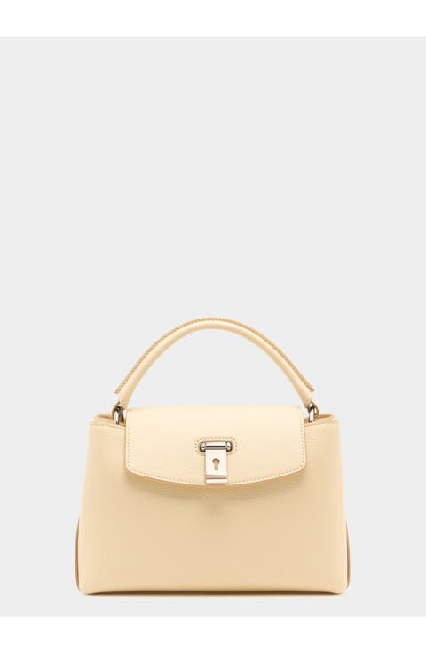 Lock Me Small Top Handle Bag In Grained Leather
