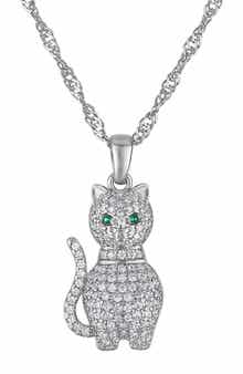 FZN Pavé Cubic Zirconia Cat Pendant Necklace