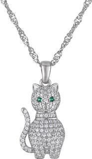 FZN Pavé Cubic Zirconia Cat Pendant Necklace