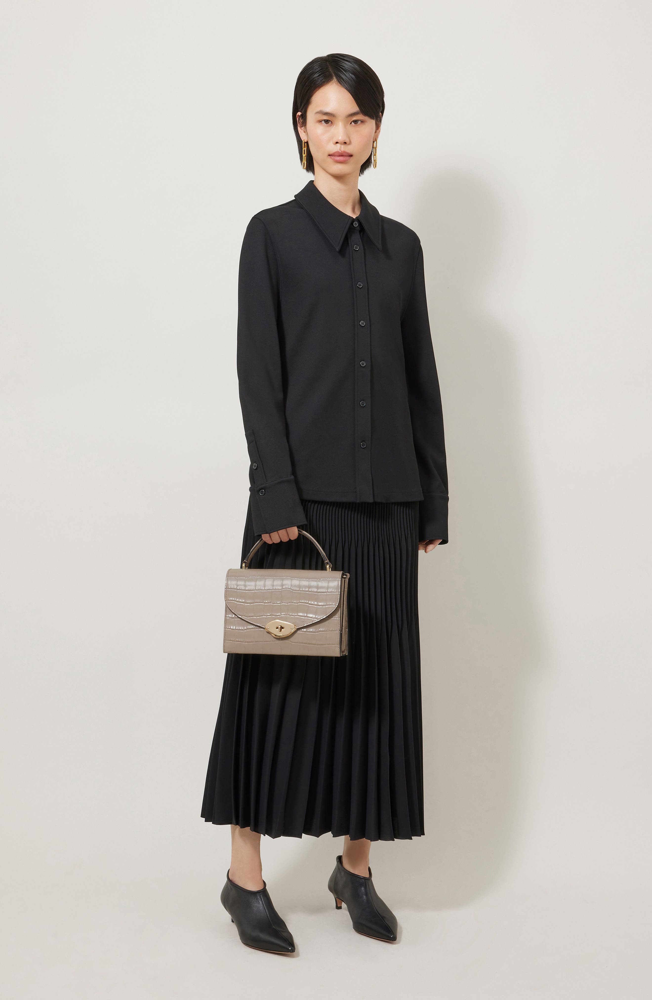 Mulberry Lana Croc Embossed Leather Top Handle Bag, Alternate, color, Cashmere Taupe