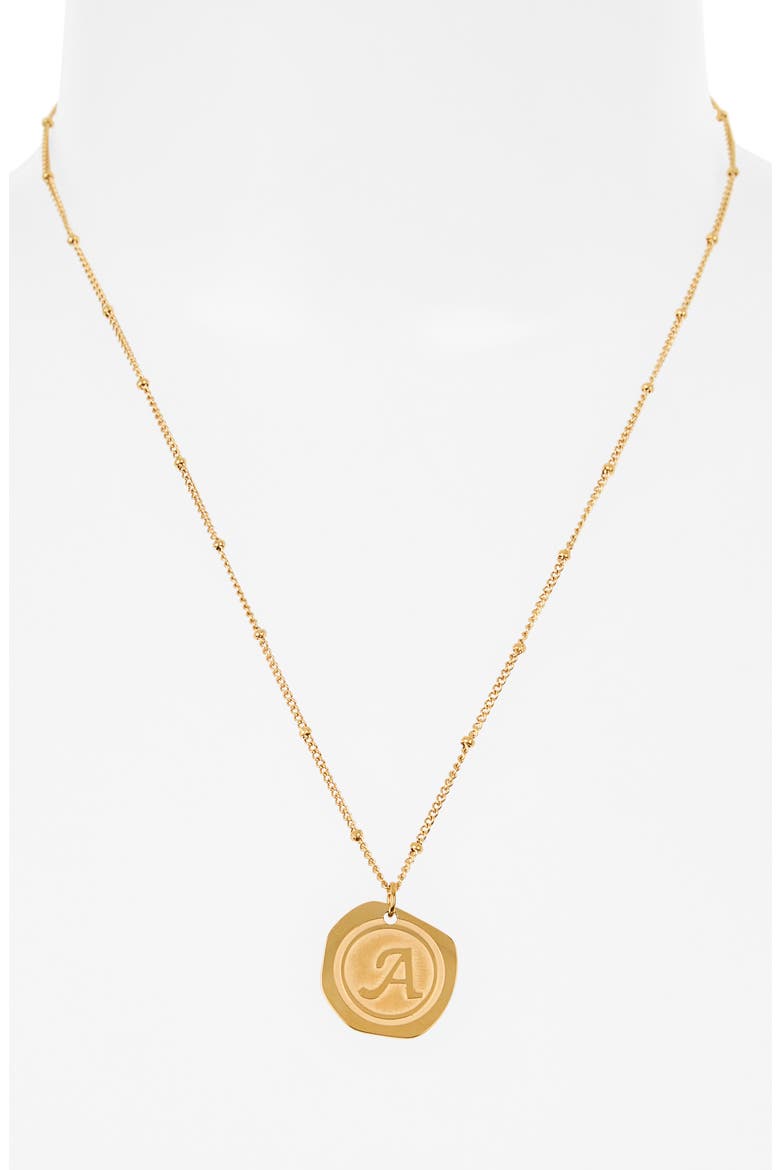 Initial Coin Pendant Necklace, Alternate, color, GOLD