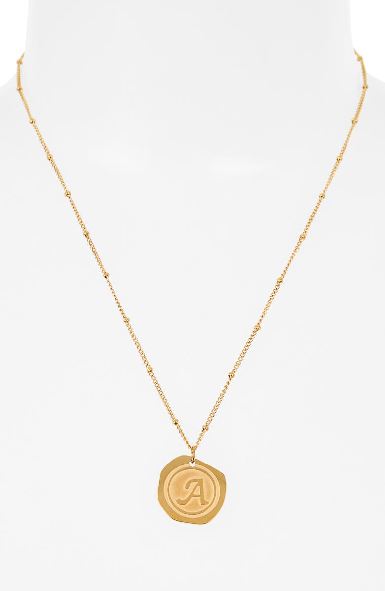 SAVVY CIE JEWELS Initial Coin Pendant Necklace, Alternate, color, Gold