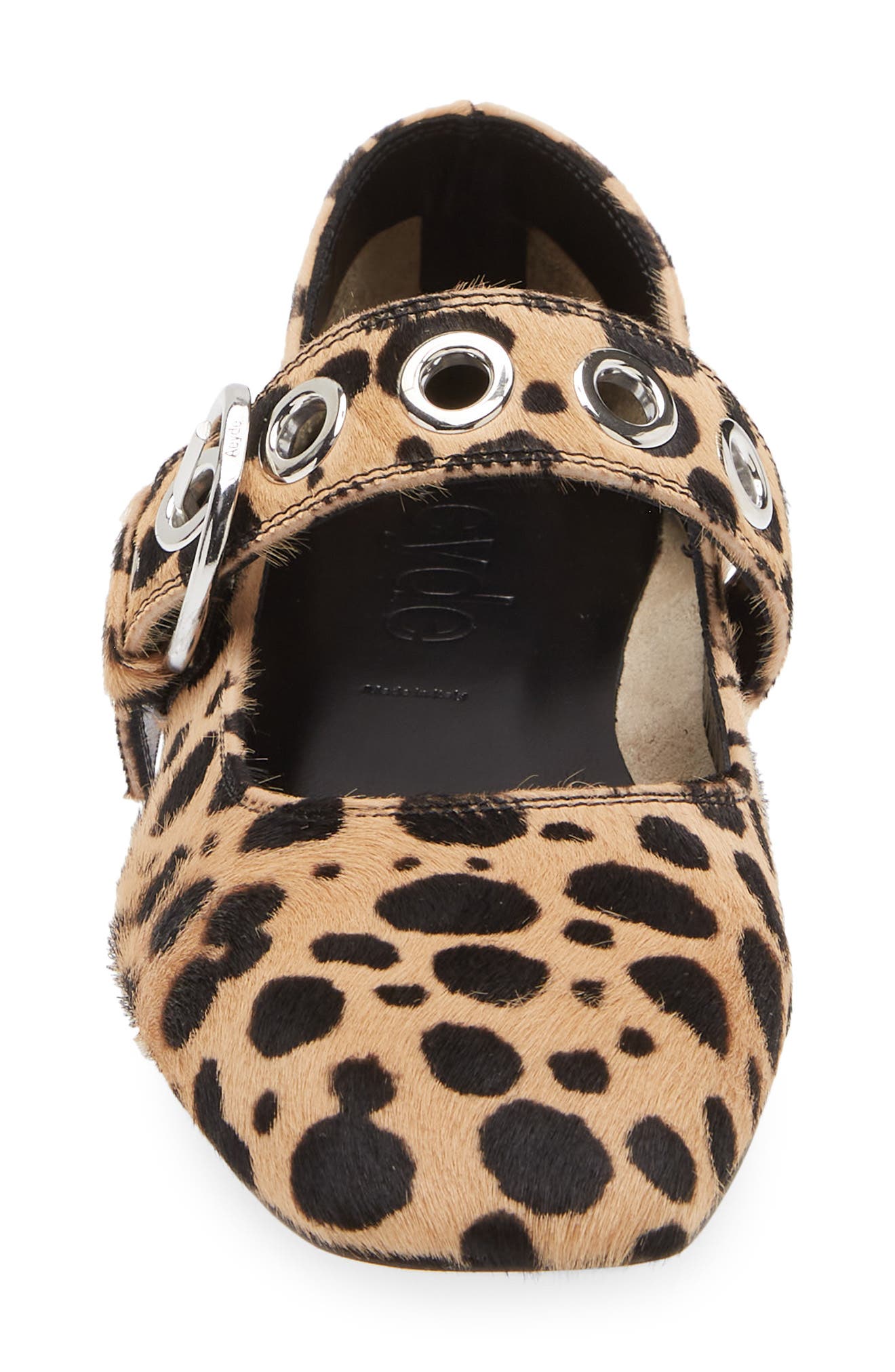 aeyde Uma Genuine Calf Hair Mary Jane Flat, Alternate, color, Beige/ Black