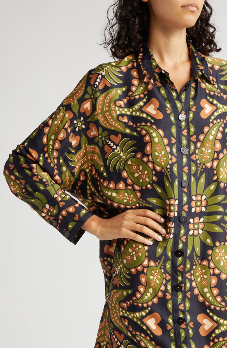 FARM Rio Marina Scarf Print Long Sleeve Shirtdress | Nordstromrack