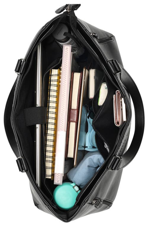 Elle Roamer 24l Vegan Leather Weekender Tote Bag In Black