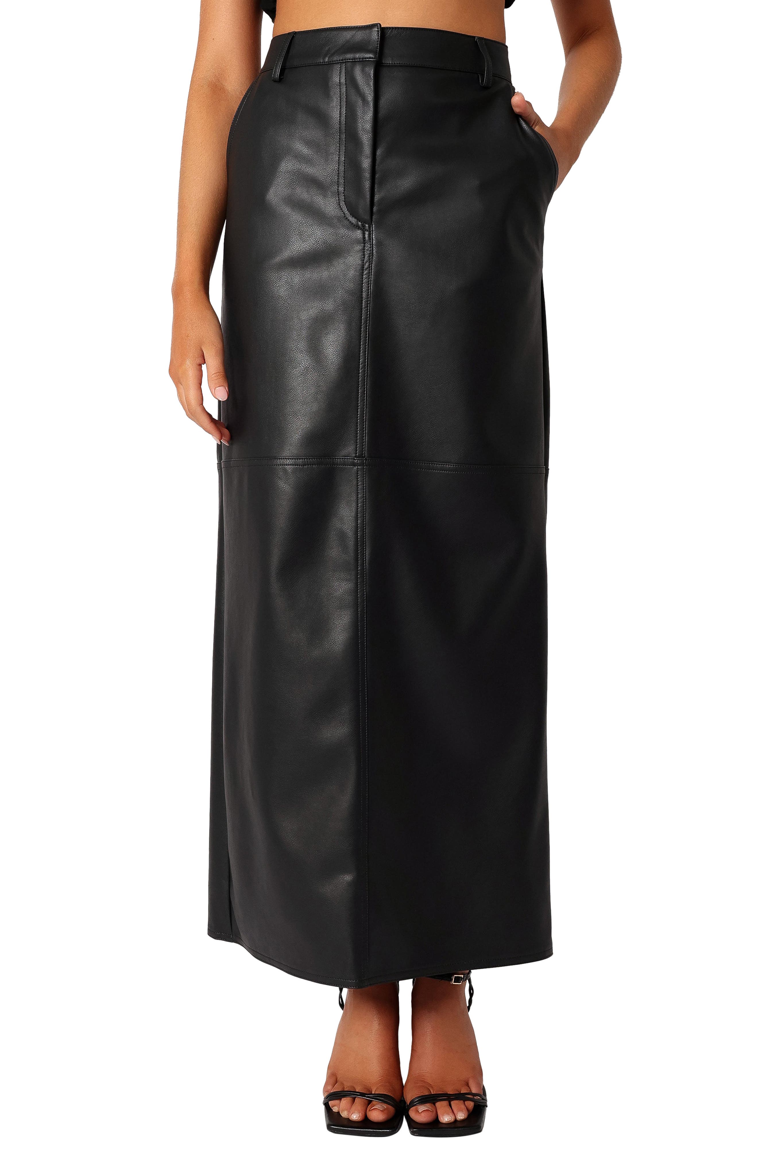 Petal & Pup Jade Faux Leather Column Skirt