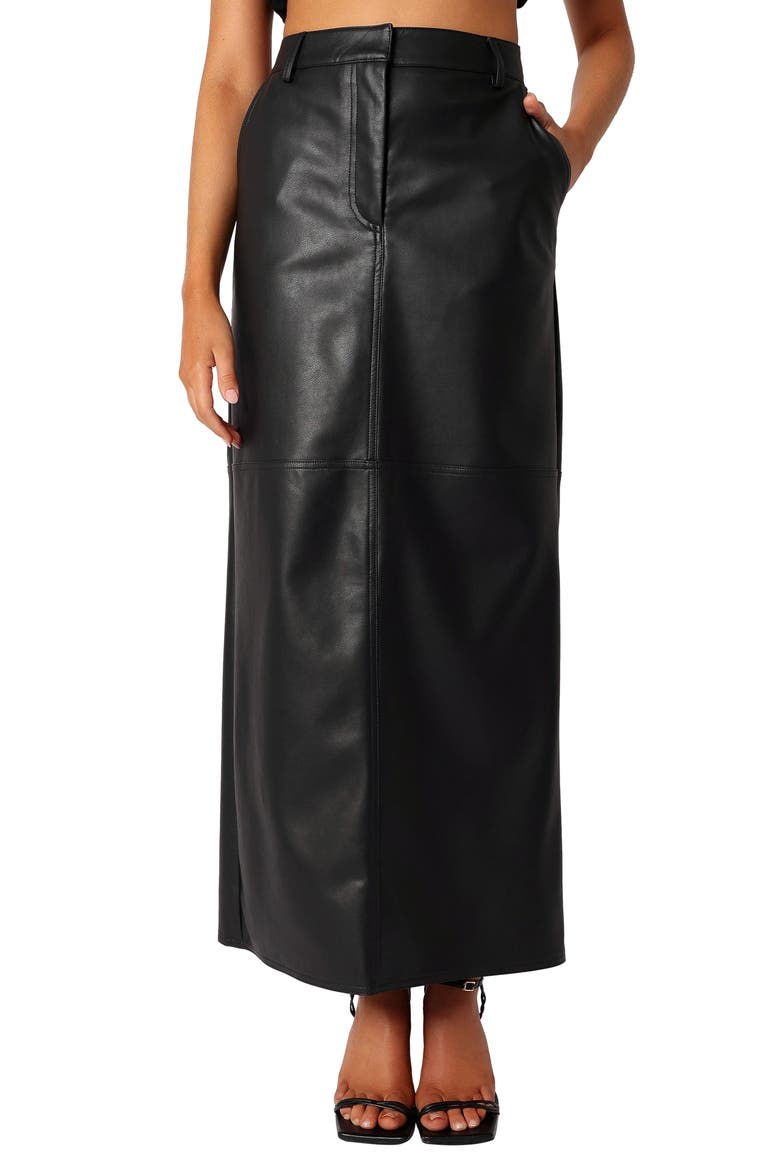 Jade Faux Leather Column Skirt, Main, color, BLACK