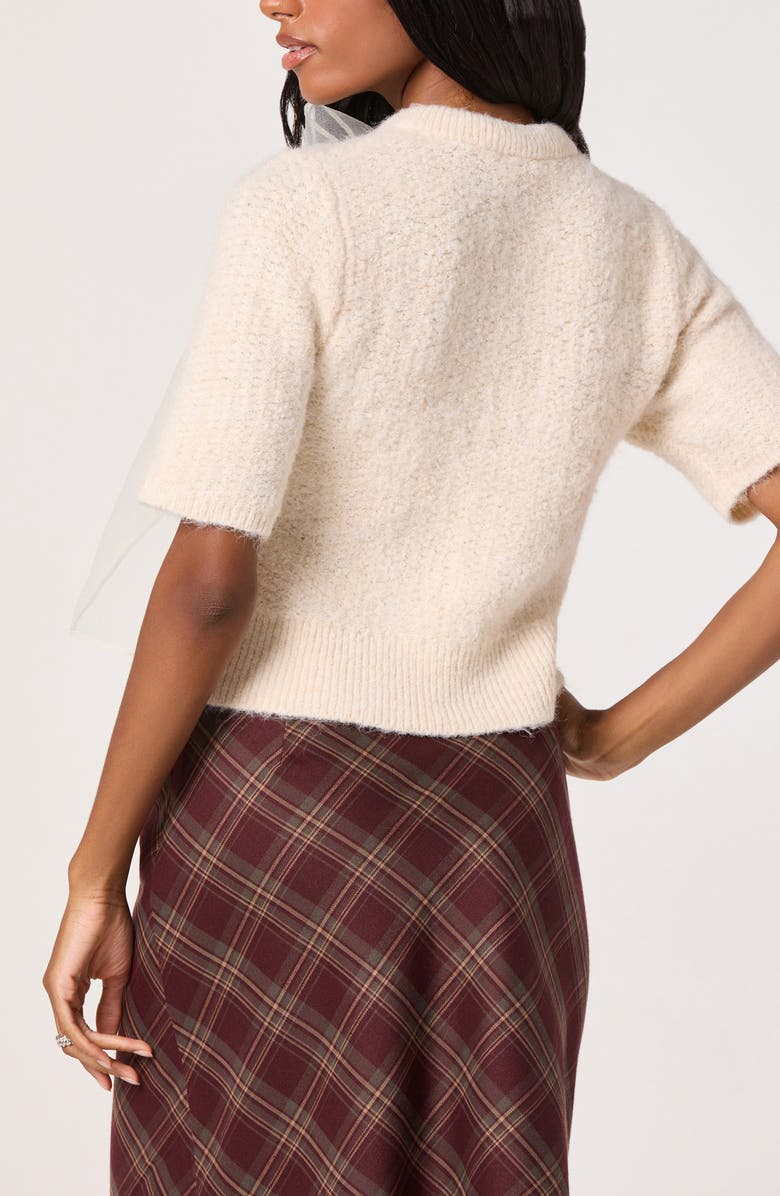 ASTR the Label Organza Bow Mixed Media Sweater, Alternate, color, Cream