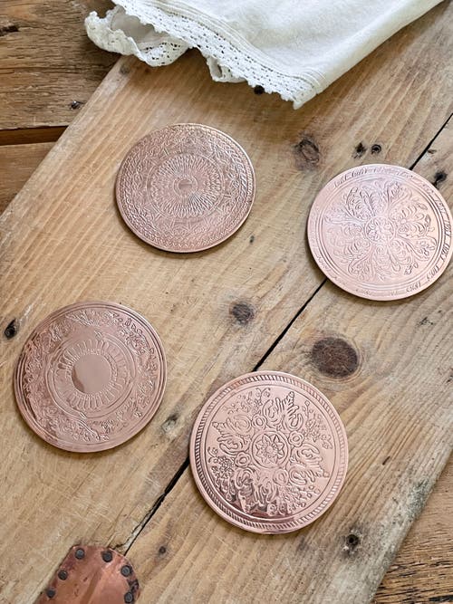 Coppermill Kitchen Vintage Inspired Copper Coasters, Set Of 4 In Copper