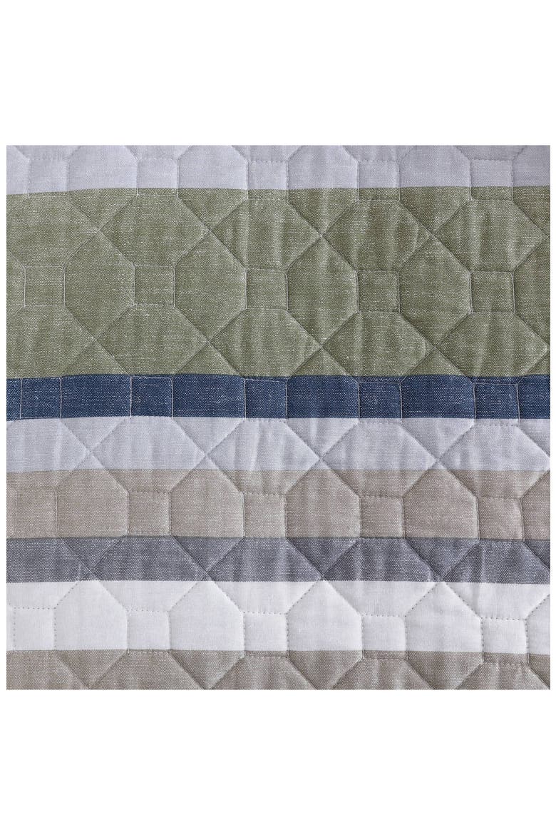 Salmon Ladder Cotton Quilt 3-Piece Set, Alternate, color, KHAKI/ NAVY